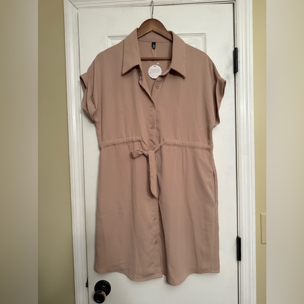 Cicibird Women's Tan Button-Up Shirt Dress Anthropologie $89 medium